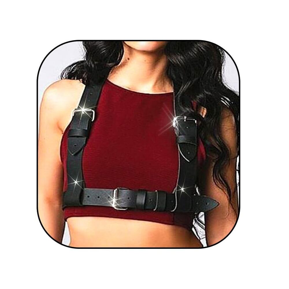 8719 Harness Belts For Women Leather Harness Strap Belt Goth Black Harness